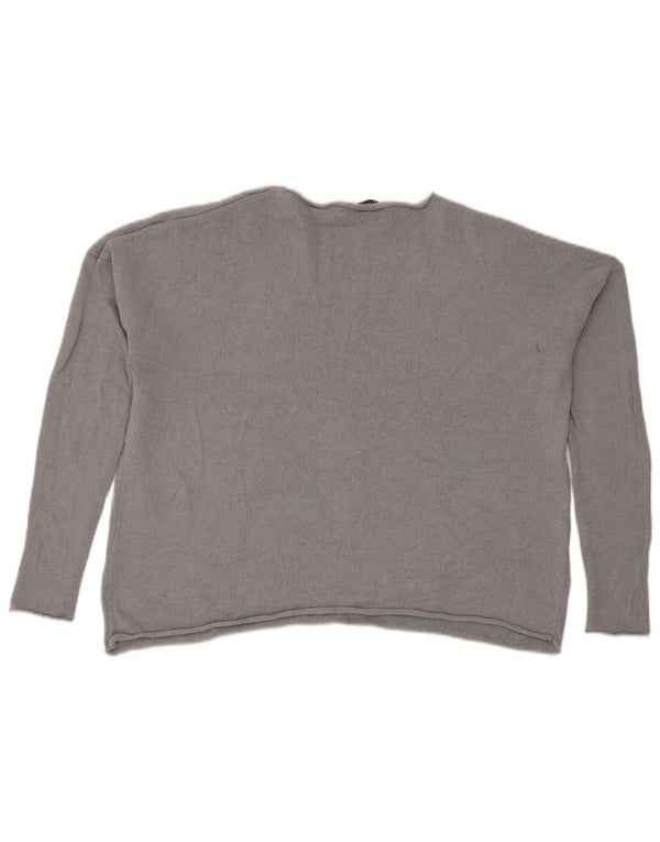 Zara Suéter de cuello redondo de ajuste relajado para mujer UK 10 Small Grey