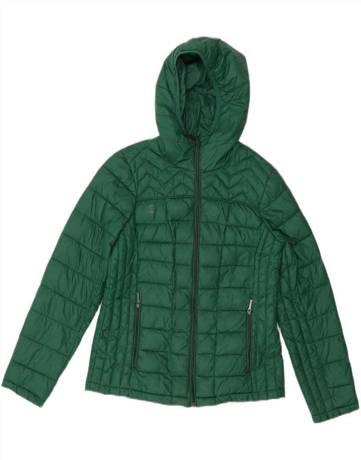 Michael Kors Chaqueta acolchada con capucha para mujer UK 44 Nylon verde medio