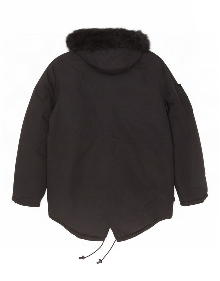 Bellfield Chaqueta Parka con Capucha para Hombre UK 38 Medium Negro Poliéster