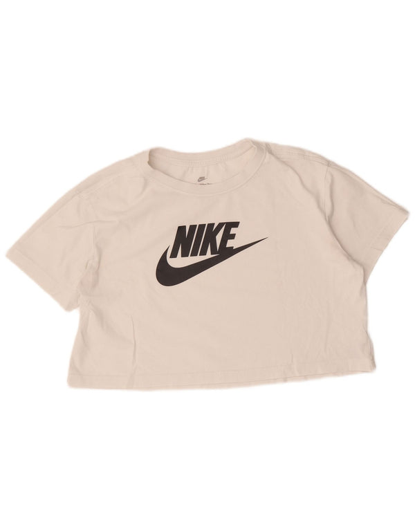 Nike Camiseta corta holgada con gráfico para mujer UK 44 Algodón blanco mediano