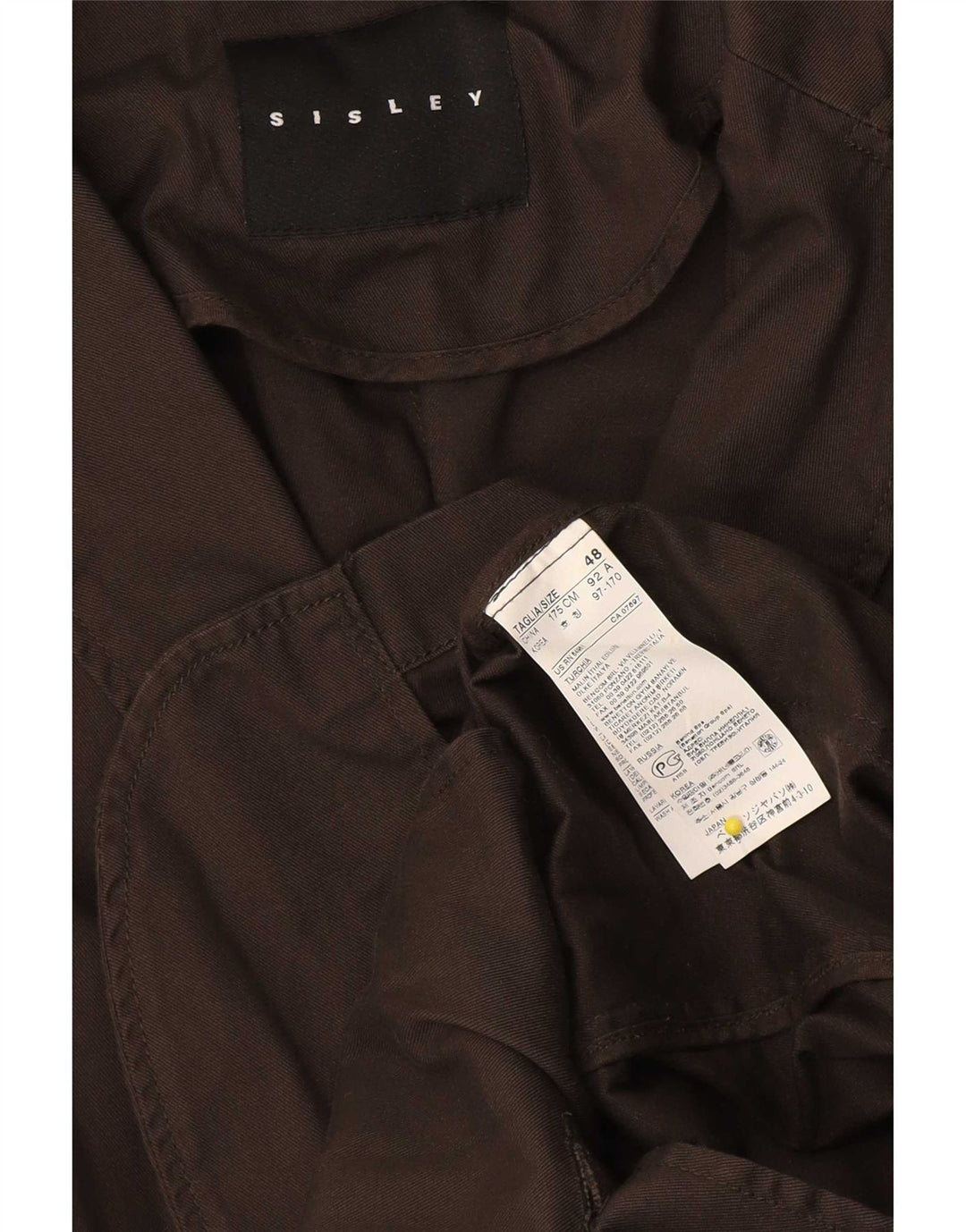 Sisley Chaqueta tipo blazer de 2 botones para hombre IT 48 Algodón marrón medio
