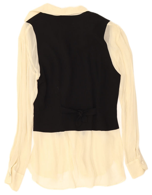 Moschino Mujer Blusa Camisa UK 42 Mediana Acetato Color Block Negro