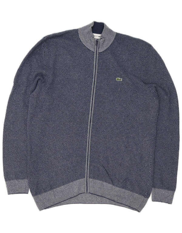 Lacoste Mens Cardigan Sweater Size 5 Large Navy Blue Flecked