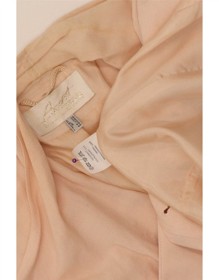 Vintage mujer doble pecho Blazer chaqueta Reino Unido 12 viscosa rosa mediana