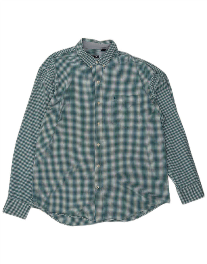 Camisa Izod Hombre Grande Algodón Vichy Azul