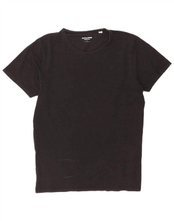 Jack & Jones - Camiseta para hombre, talla grande, color negro, algodón