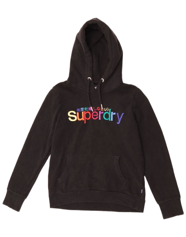 Superdry Jersey con capucha gráfica para mujer Reino Unido 40 Mediano Algodón negro