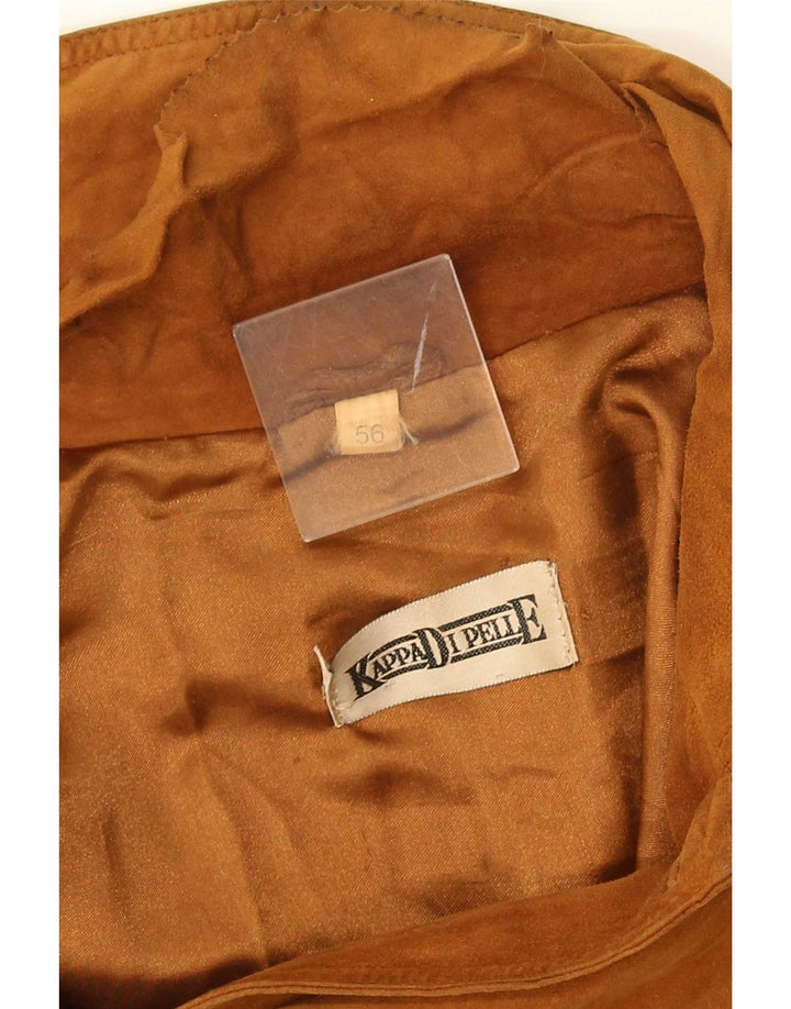 Vintage hombres ante bomber chaqueta IT 56 3XL cuero marrón