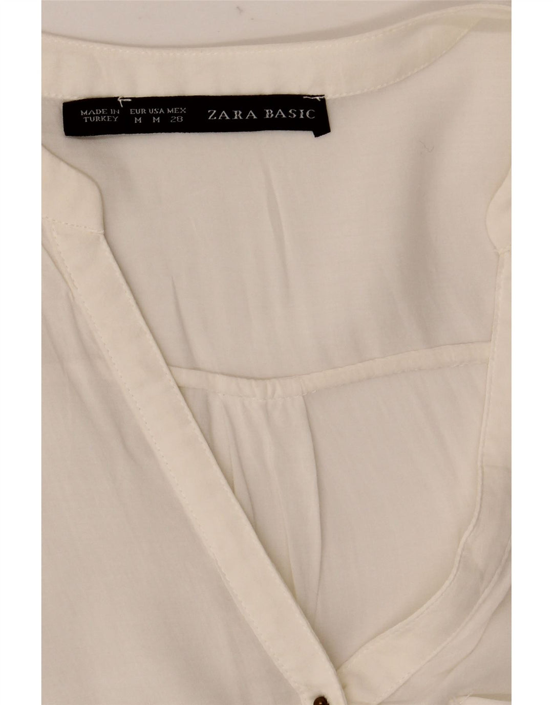Zara Mujer Blusa Manga 3/4 Top UK 42 Medium Blanco