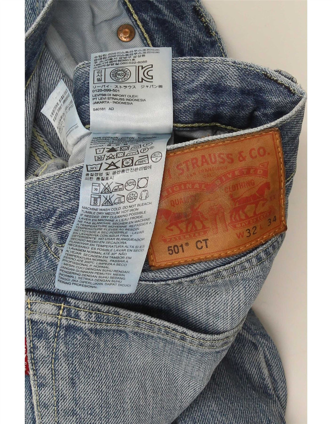 Levi's Hombre 501 Vaqueros Rectos W32 L31 Algodón Azul