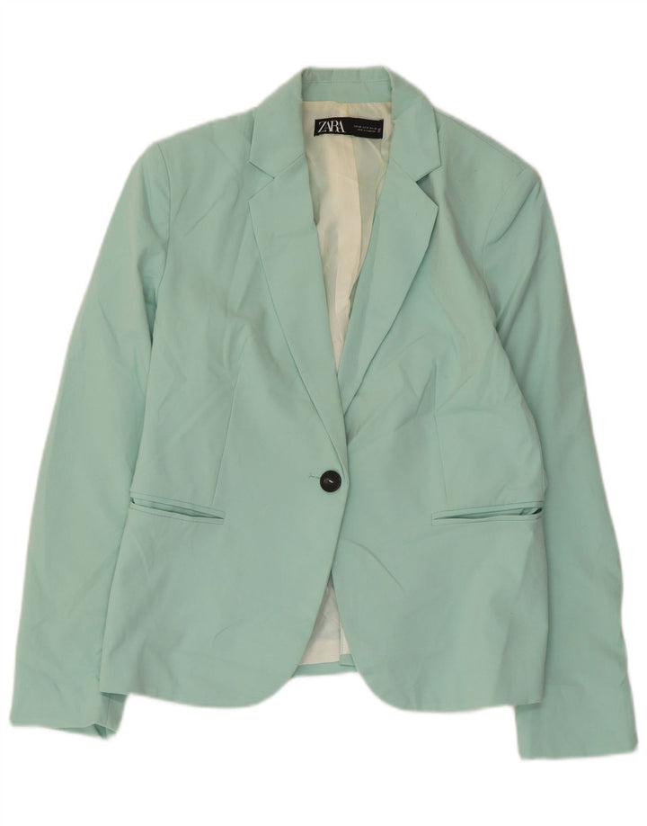 Zara Mujer Chaqueta Blazer De 1 Botón EU 40 Poliéster Verde Medio
