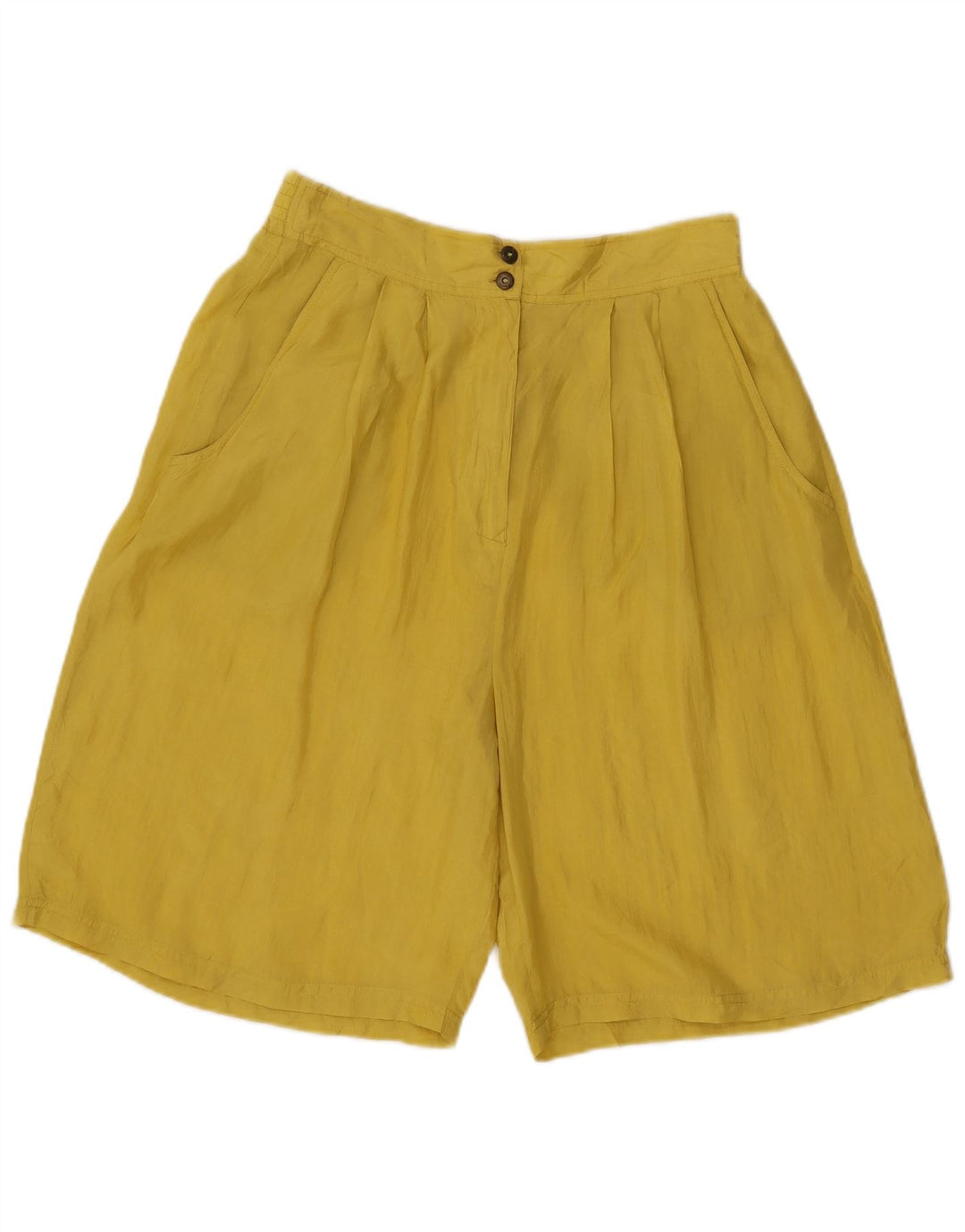 MPG Bermudas con cintura alta para mujer IT 44 Medium W29 Seda amarilla