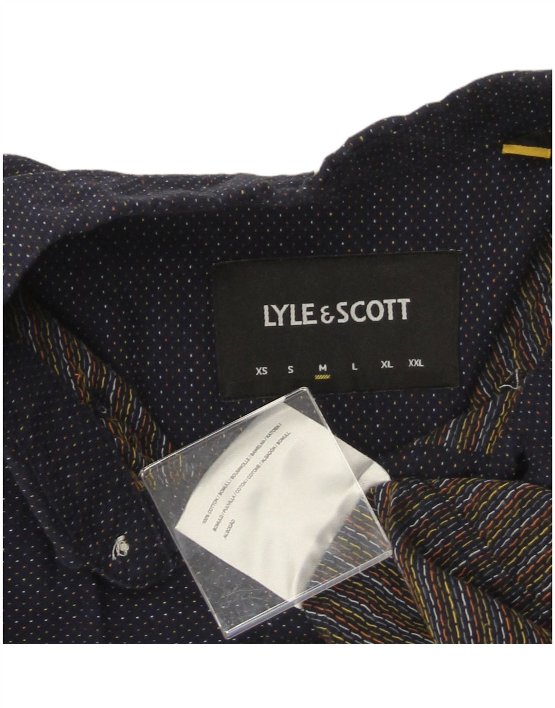 LYLE & SCOTT Camisa para hombre de algodón con lunares azul marino mediano