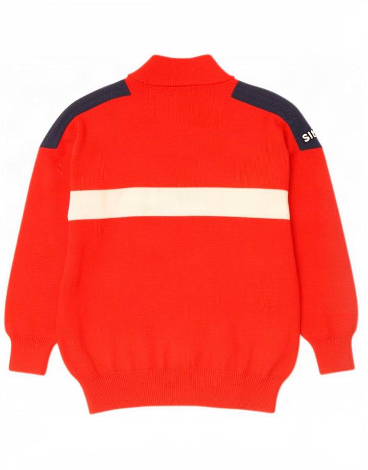 Jersey Silvy Hombre con cuello con cremallera IT 50 Medium Red Colourblock Wool