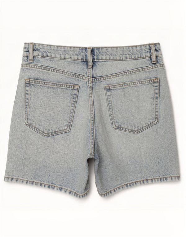 Zara Pantalones Cortos De Mezclilla De Cintura Alta Para Mujer EU 36 XS W26 Algodón Azul