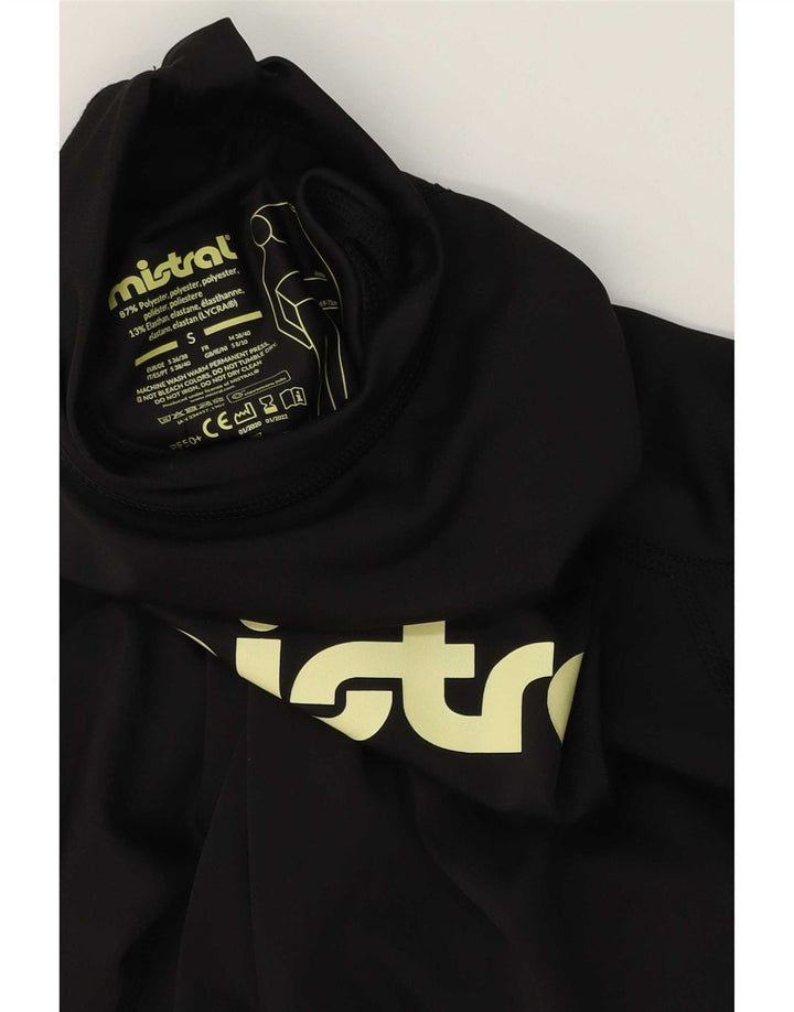 Mistral Mens Graphic Zip Neck Pullover Chándal Top Pequeño Poliéster Negro