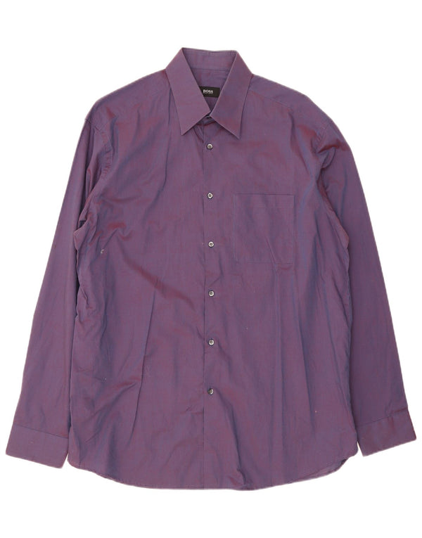 Hugo Boss Mens Shirt Size 41 16 Large Purple Cotton