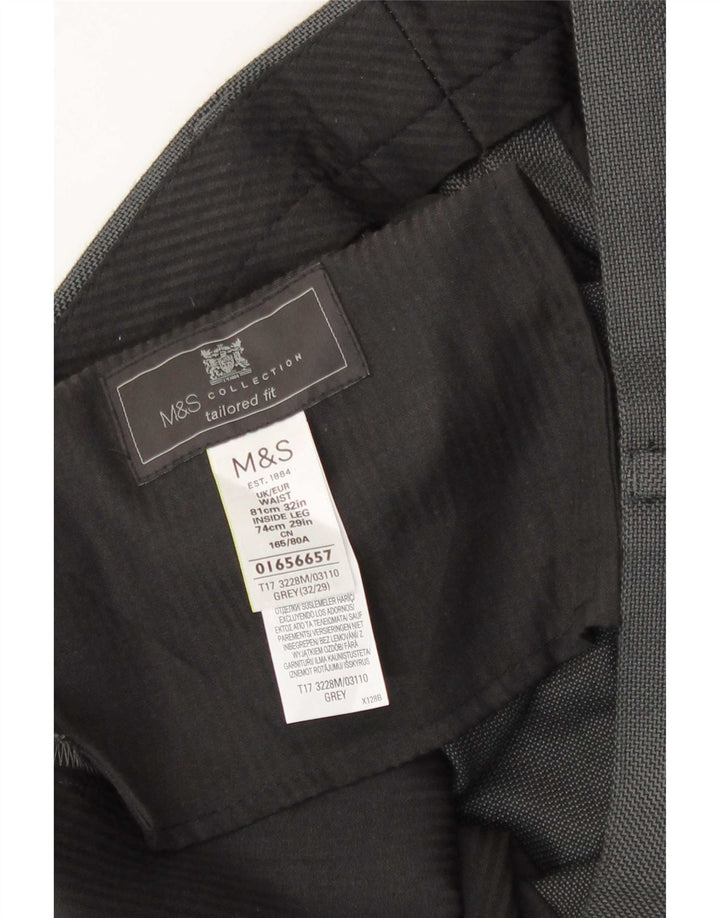 Marks & Spencer Pantalón chino de corte entallado para hombre W32 L29 Poliéster gris