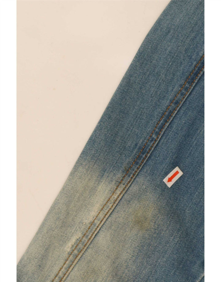 Vintage hombres chaqueta de mezclilla desgastada Reino Unido 42 XL algodón azul