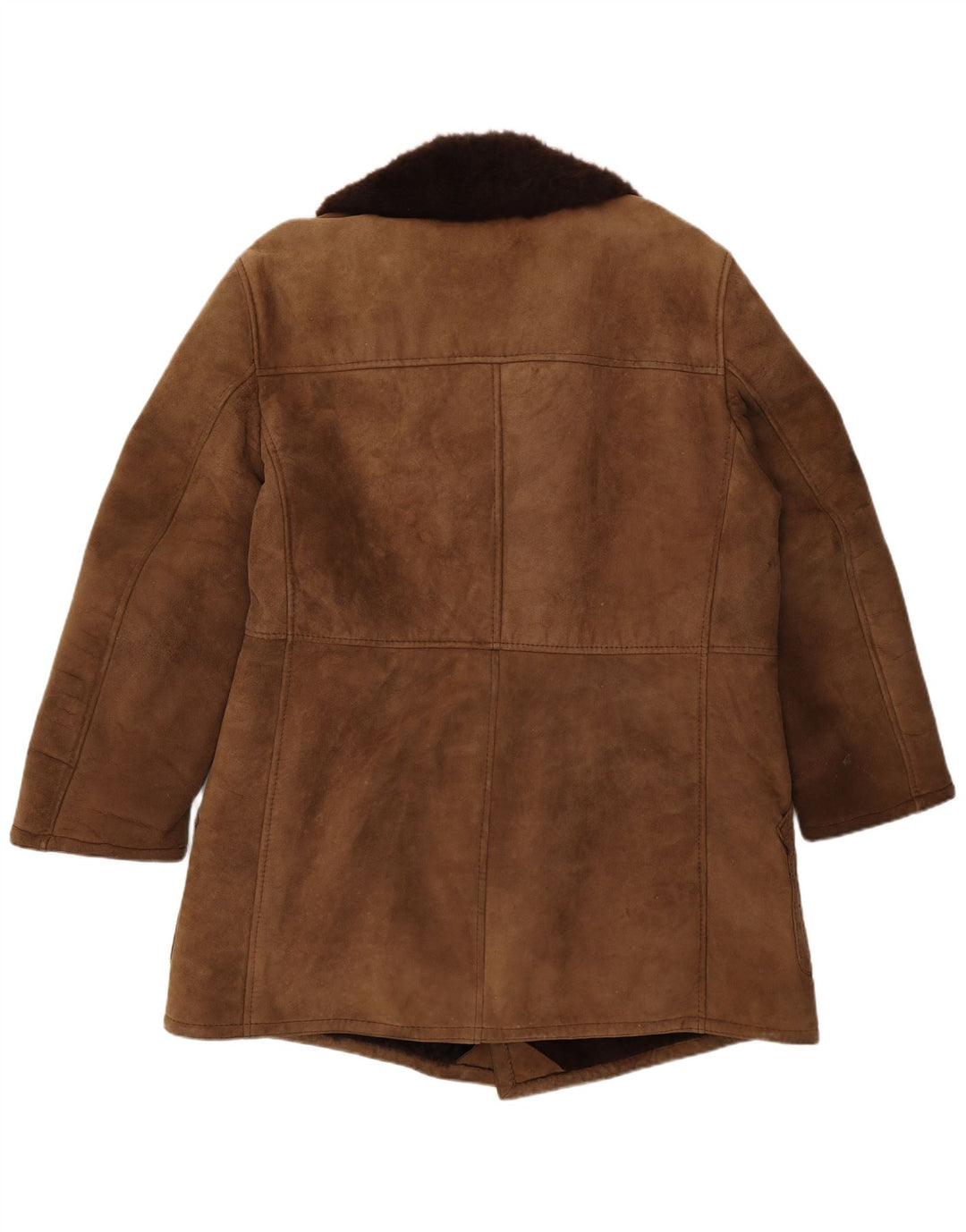 Vintage hombres shearling abrigo de doble pecho IT 54 2XL marrón shearling