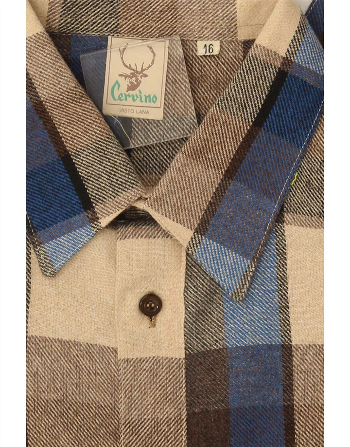 Cervino Camisa de franela para hombre Talla 16 Acrílico a cuadros multicolor grande