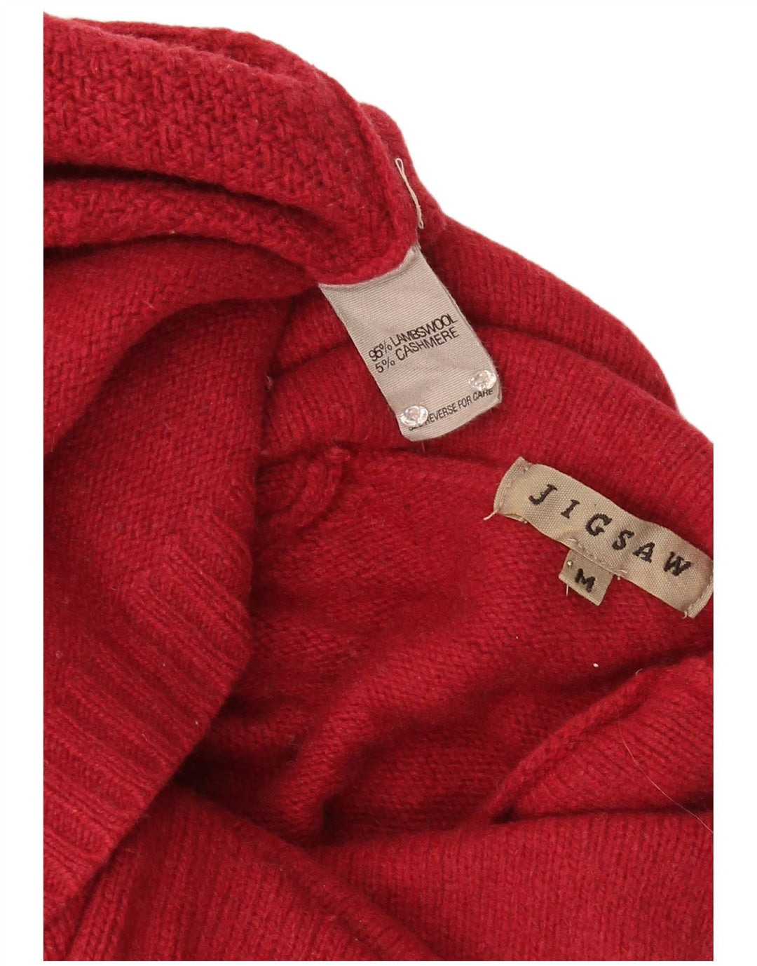 Jigsaw Jersey de cuello vuelto para mujer UK 12 Medium Red Lambswool