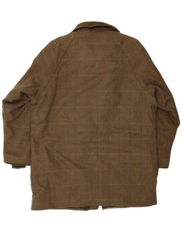 CHRYSALIS Chaqueta utilitaria para hombre UK 40 Large Khaki Herringbone Wool Classic