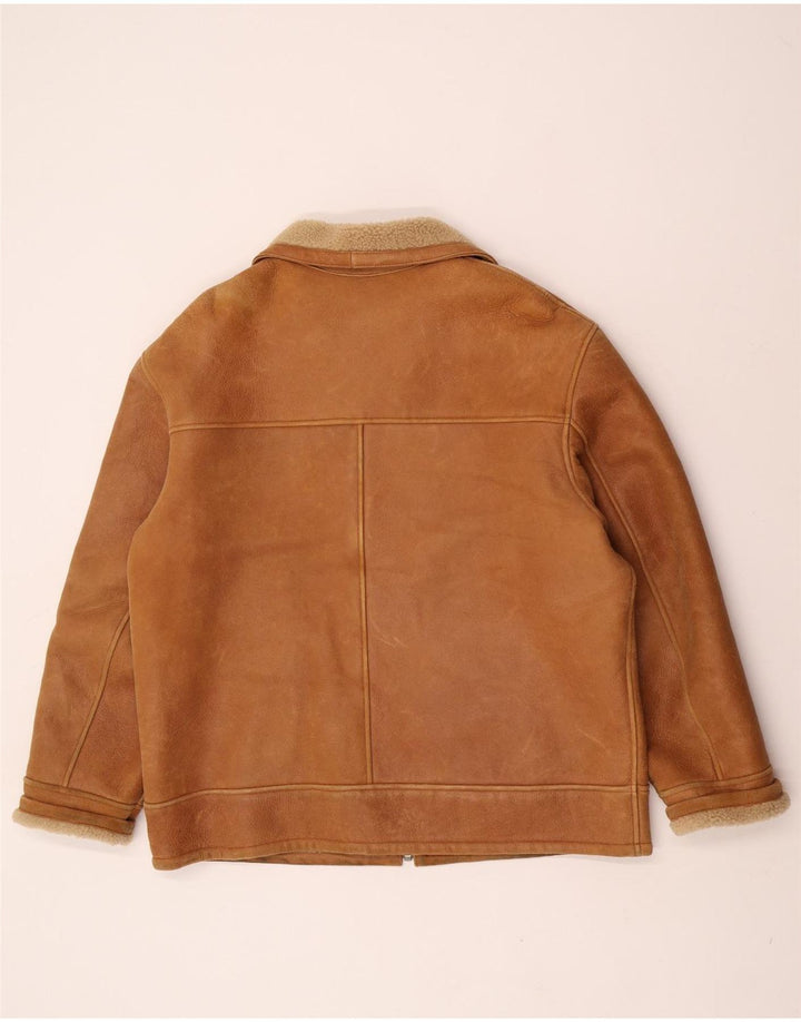 David Moore Chaqueta de piel de oveja para hombre EU 50 Grande Piel de oveja marrón