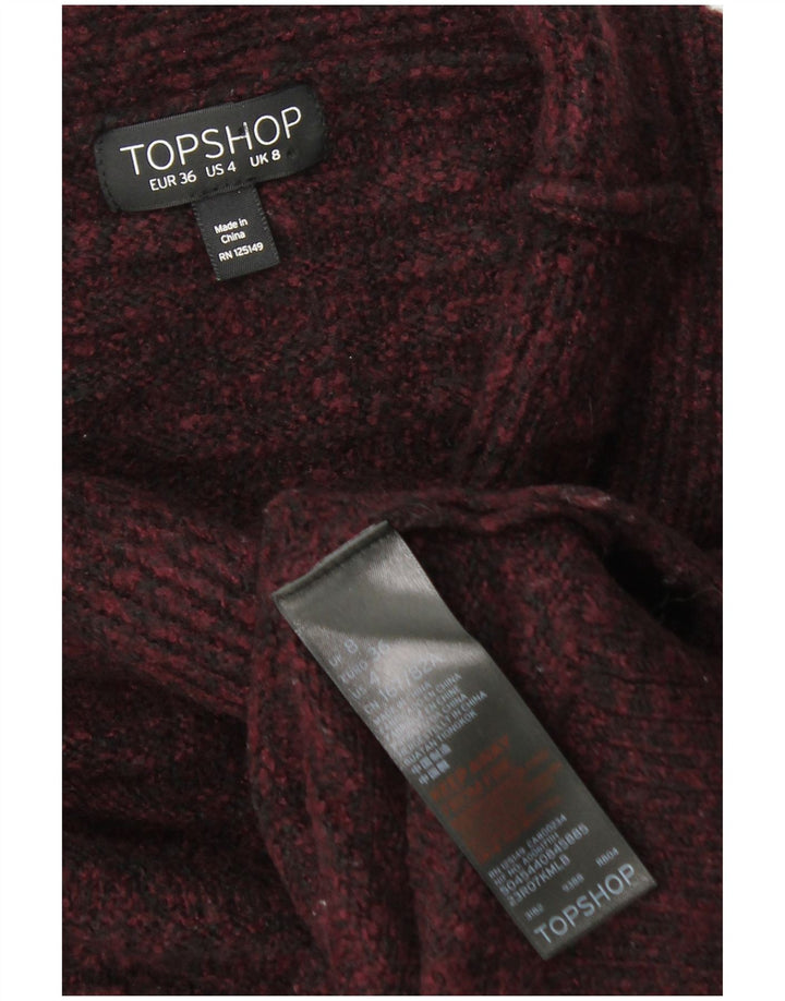 TOPSHOP Suéter tipo jersey con cuello alto para mujer UK 8 Small Borgoña moteado