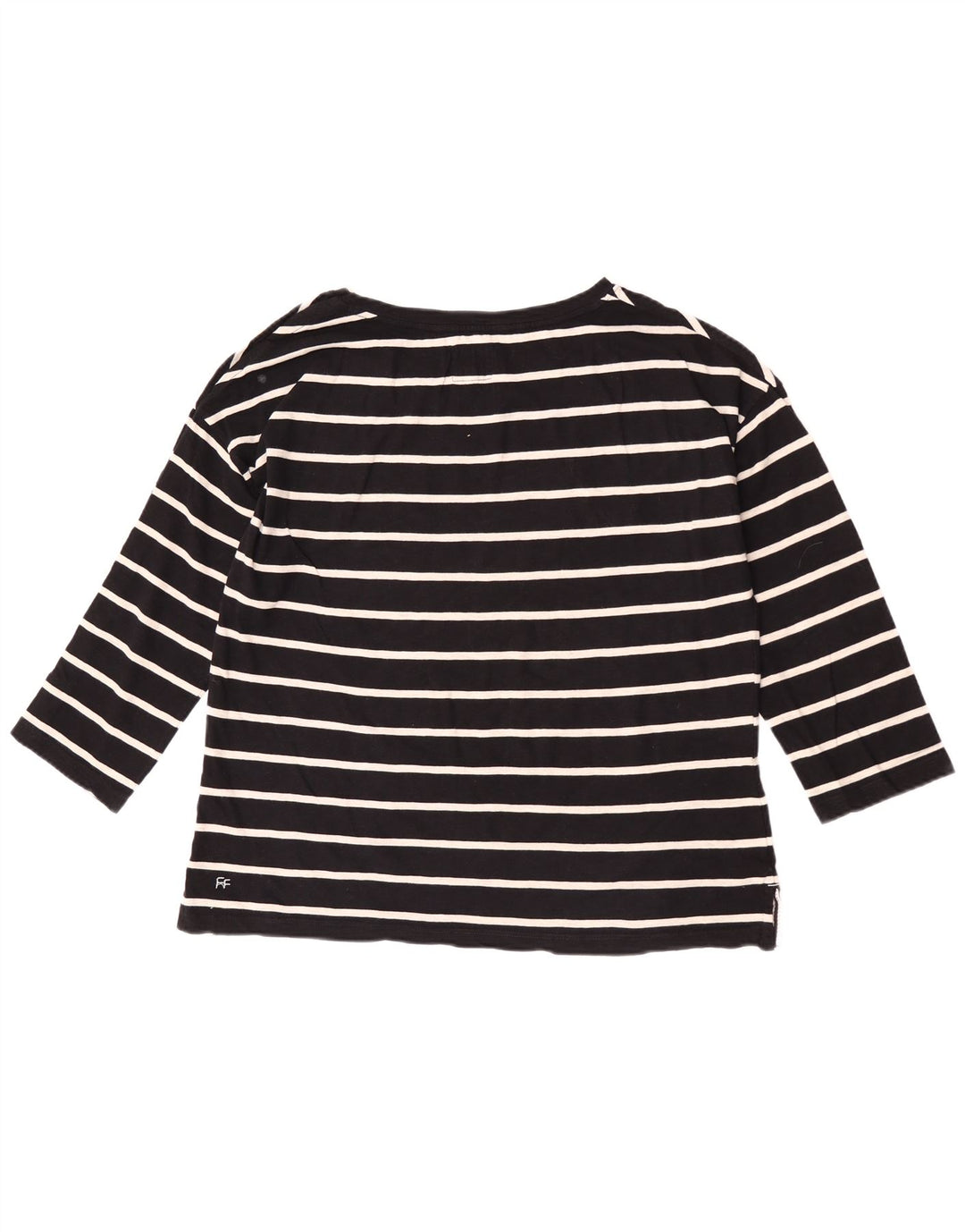Camiseta para mujer Fat Face Manga 3/4 UK 40 Mediano Algodón a rayas negro