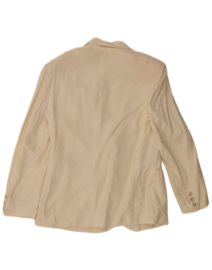 Benetton Chaqueta Americana De 2 Botones IT 44 Mediana De Lino Blanco Roto