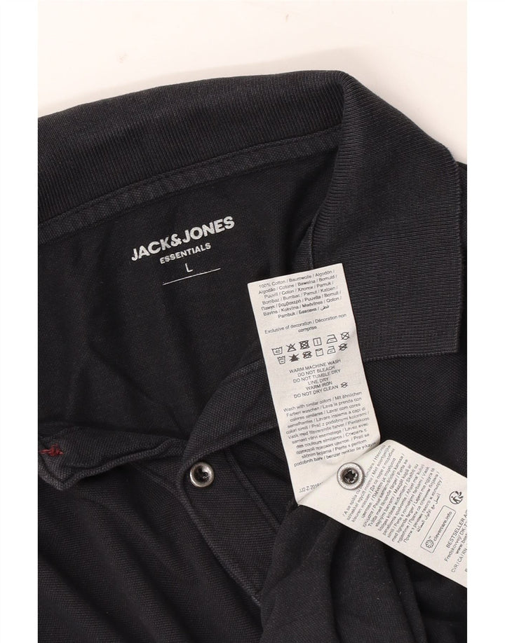 Polo Jack & Jones para hombre de algodón negro grande