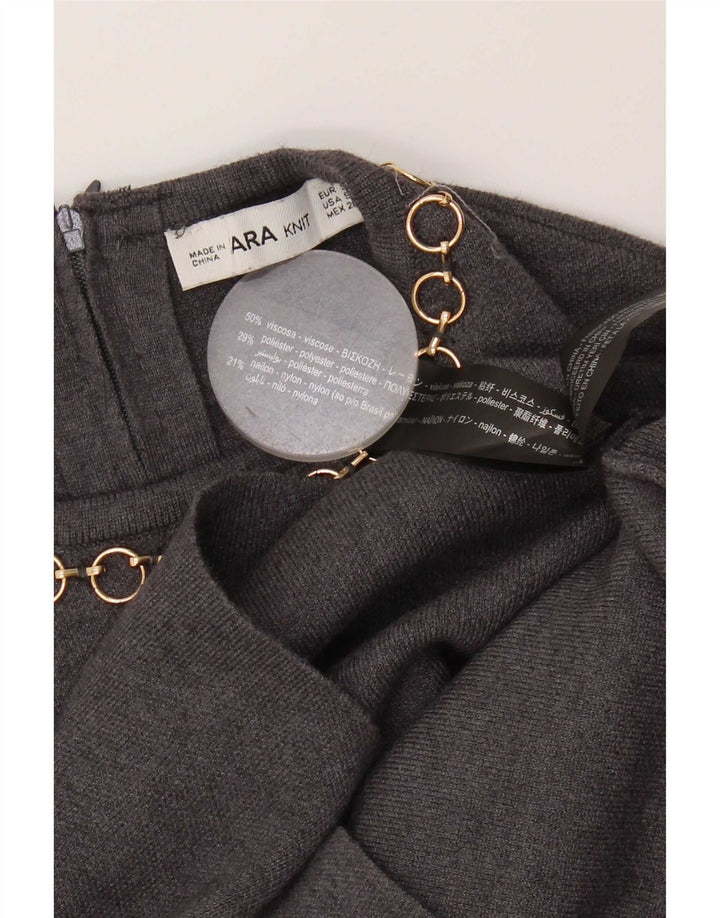 Zara Mujer Crop Blusa Top UK 10 Small Gris Viscosa