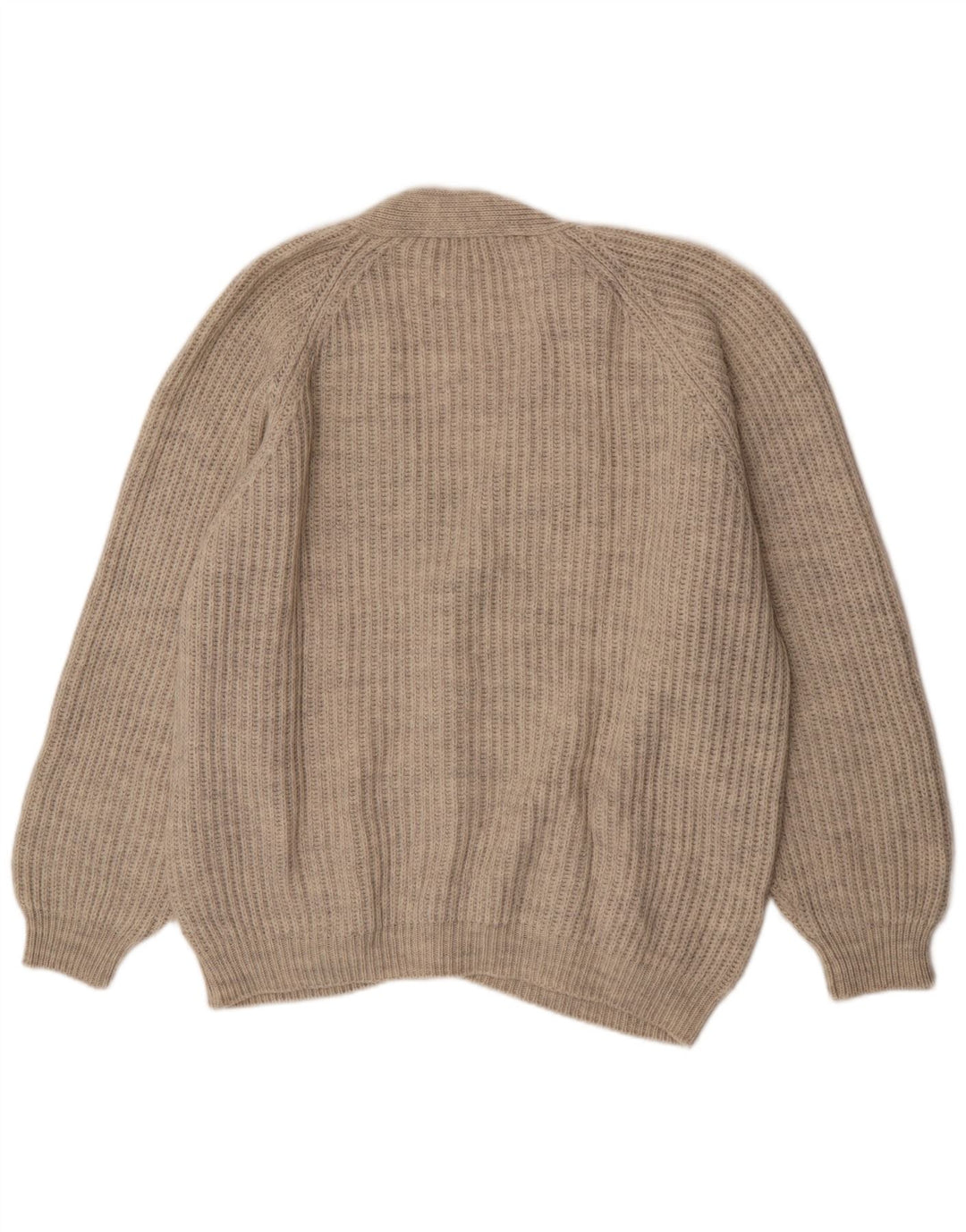 Vintage hombre Cardigan suéter XL lana beige