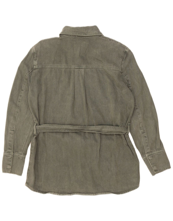 Zara Mujer Chaqueta Vaquera UK 44 Mediana Caqui Algodón