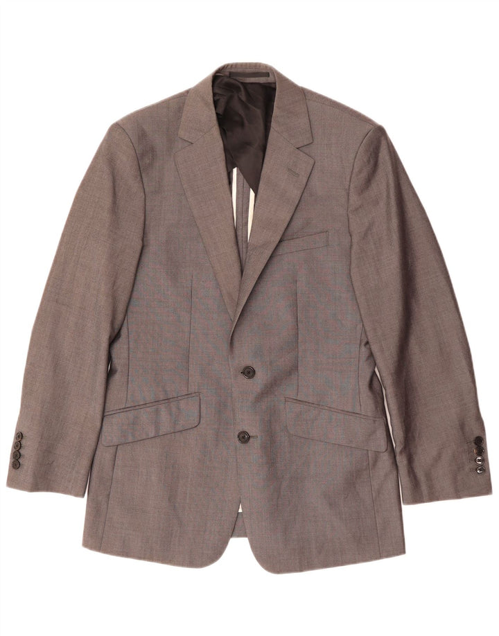 Chaqueta tipo blazer de 2 botones para hombre Reiss UK 38 Lana gris medio