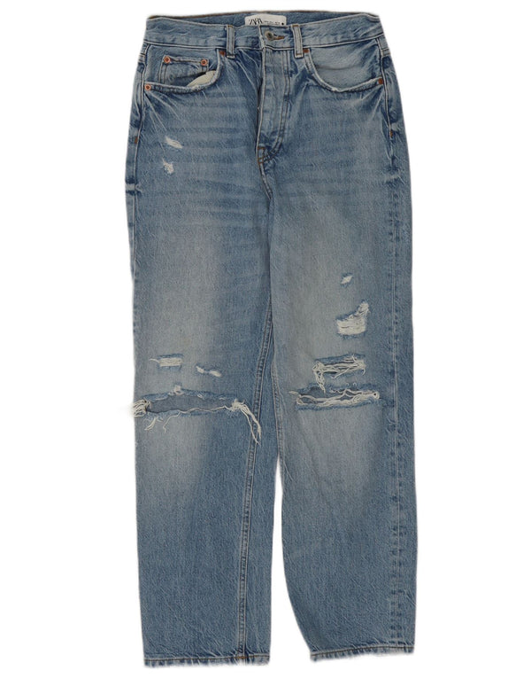 Zara Vaqueros rectos de talle alto The Bliss para mujer EU 36 XS W26 L27 Azul