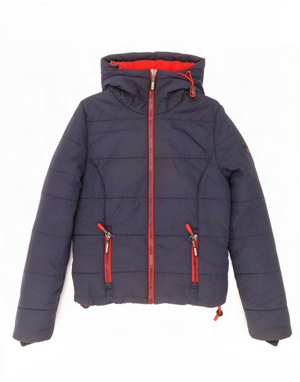 Superdry Chaqueta acolchada con capucha para mujer UK 6 XS Poliéster azul marino