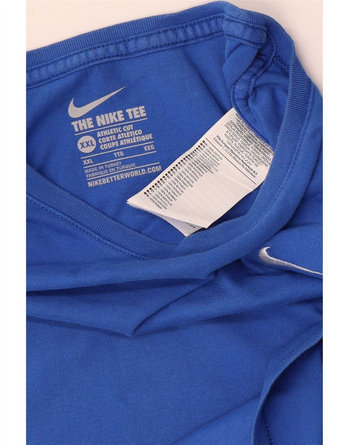 Nike - Camiseta de corte atlético para hombre, talla 2XL, algodón azul