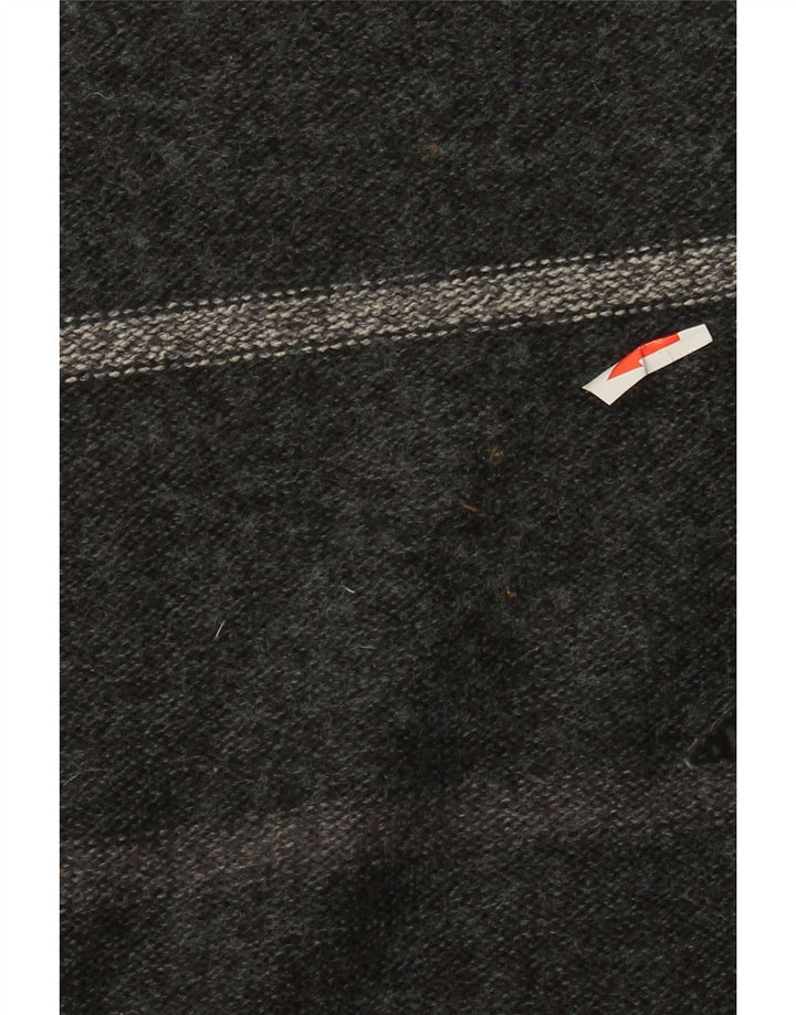 Vintage hombres cuello redondo jersey suéter medio gris geométrico acrílico