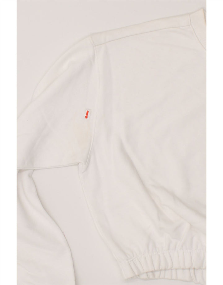 CHAMPION Womens Crop Sweatshirt Jumper UK 14 Medium White Cotton Vintage Champion and Second-Hand Champion from Messina Hembry 