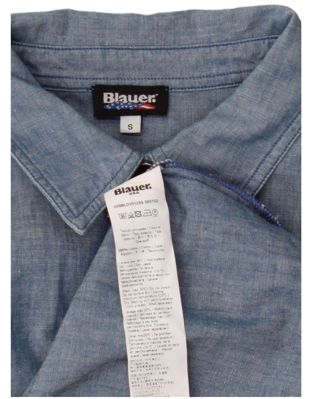 BLAUER Vestido camisero militar para mujer UK 10 Small Blue Cotton