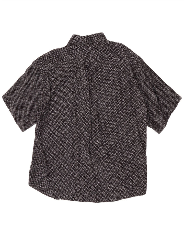 Tipo' S Camisa De Manga Corta Para Hombre Grande Viscosa Geométrica Negra