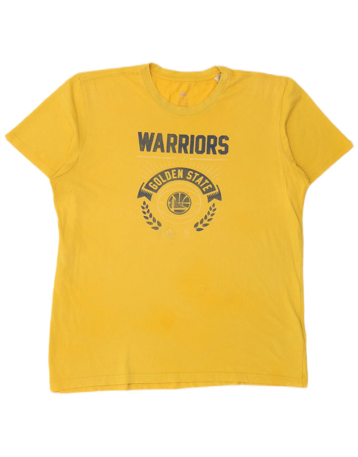 ADIDAS Camiseta gráfica Golden State Warriors para hombre Top grande de algodón amarillo