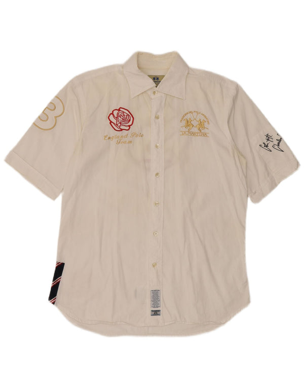 La Martina Mens Polo Team England Graphic Short Sleeve Shirt XL White