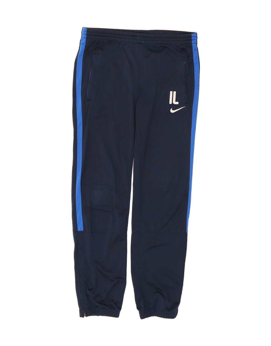 NIKE Mens Tracksuit Trousers Joggers Small Navy Blue Colourblock Polyester Vintage Nike and Second-Hand Nike from Messina Hembry 