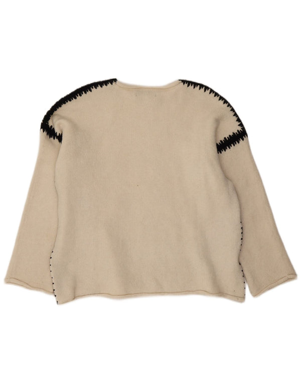 Zara Jersey con cuello barco para mujer, talla 44, talla mediana, color blanco