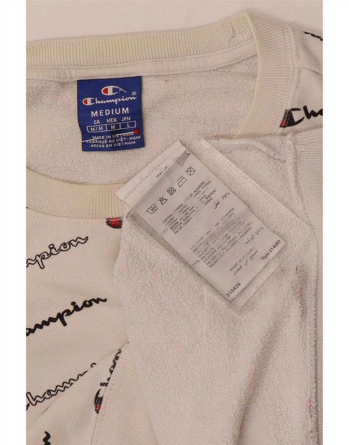 Champion Sudadera Con Estampado Gráfico Jumper De Algodón Blanco Mediano