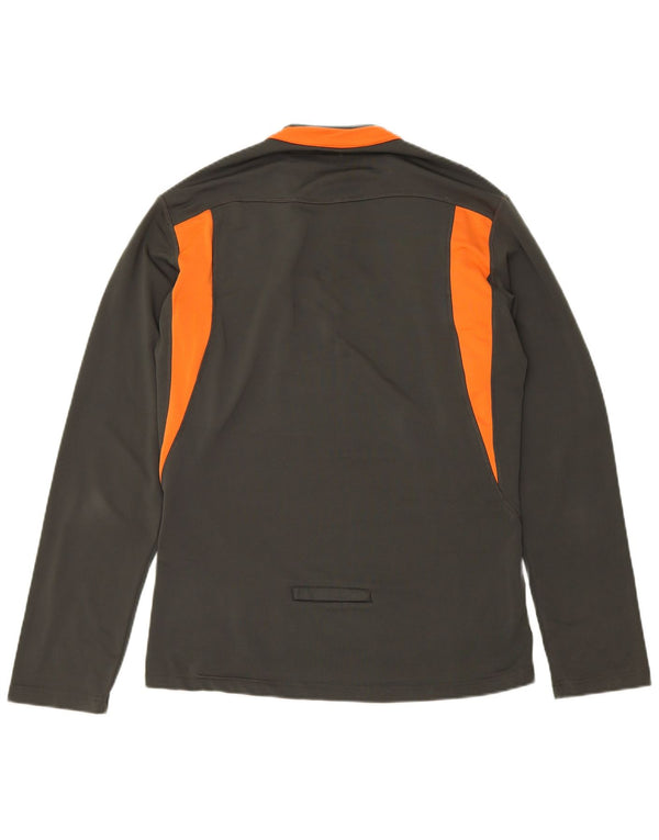 Asics Mujer Zip Neck Top Manga Larga UK 46 Grande Gris Colorblock Deportes