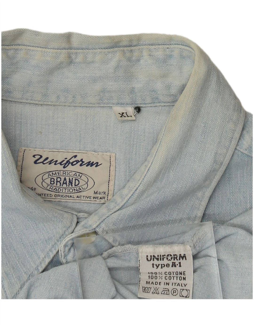 Camisa Vaquera Uniforme Hombre XL Algodón Azul